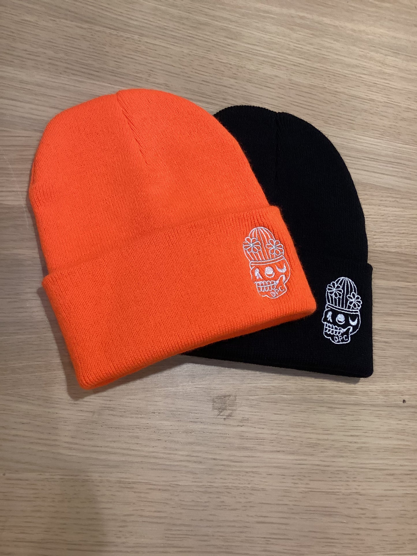 Scull-Cactus Basic Cuff Embroidered Beanie