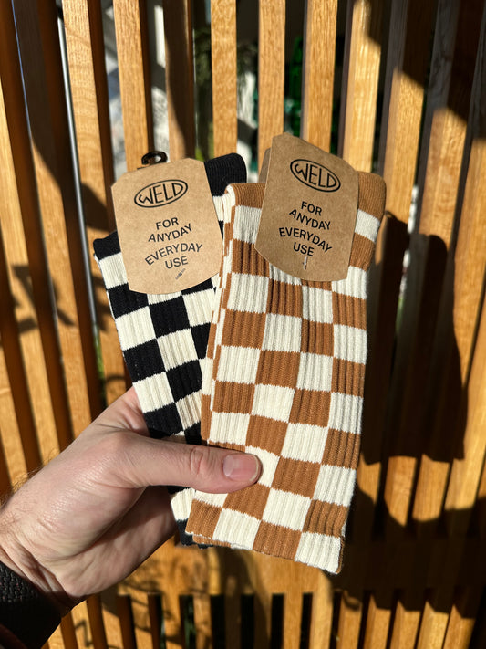 Checkerboard Crew Socks